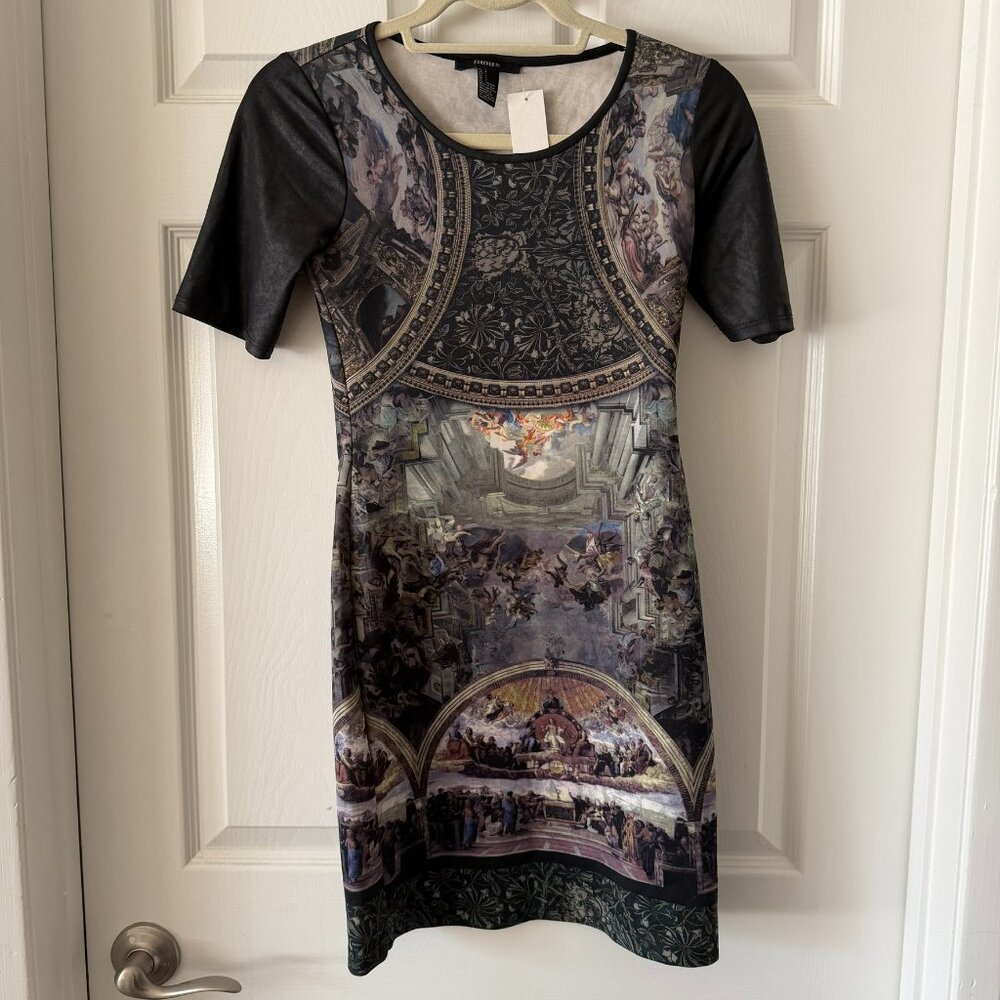 Forever 21 Baroque Print Bodycon Dress Size Small